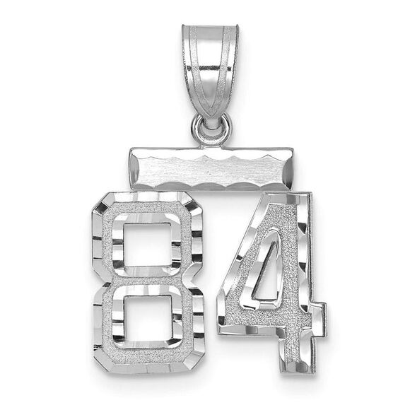 14k White Gold, Varsity Collection, Small D/C Pendant, Number 84